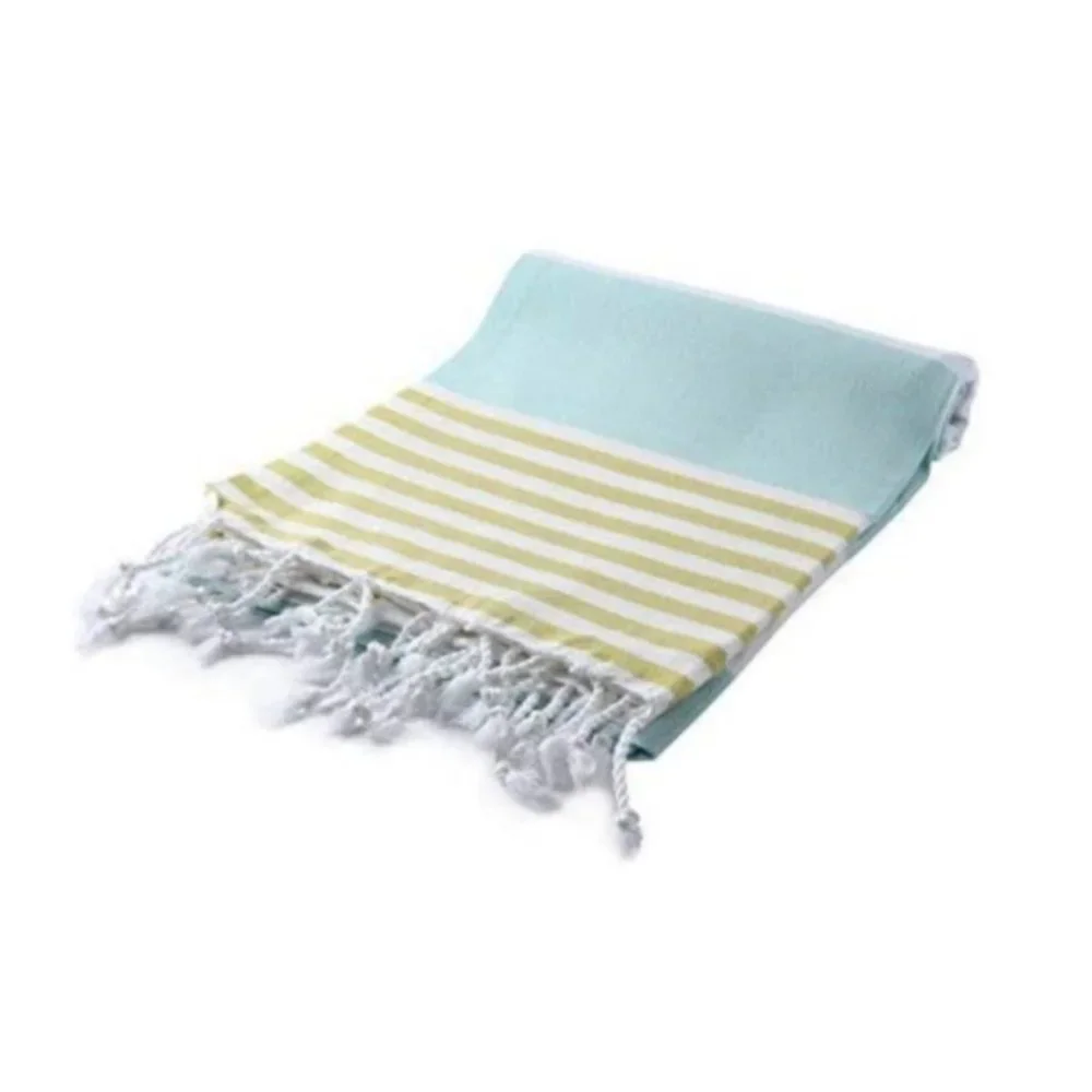 4 Aquamarine Striped Beach Bath Towels - 100% Turkish Cotton
